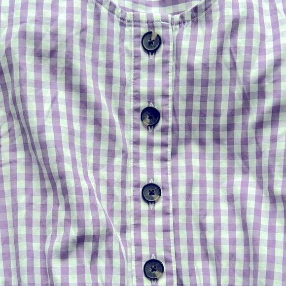 EVERLANE The Tiered Sleeveless Button Down Midi Dress Orchid Gingham-Size XXS - Picture 5 of 10